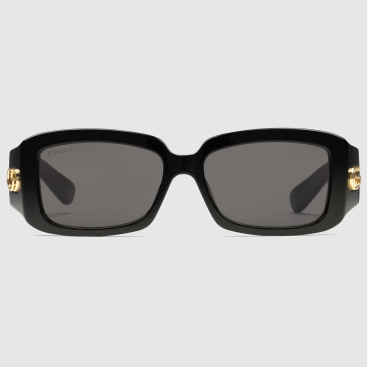 Mắt kính mát Gucci Rectangular Shiny Black Acetate Frame With Double G Sunglasses GG1403S