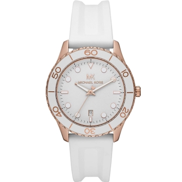 Đồng Hồ Michael Kors Runway Dive Oversized Rose Gold-Tone Silicone Strap Watch MK6853