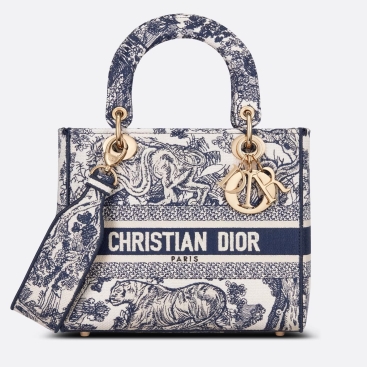 Túi Dior Medium Lady D-Lite Bag Blue Toile de Jouy Embroidery