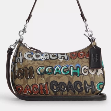 Túi Coach kẹp nách Coach X Mint Serf Teri Shoulder Bag In Khaki Multi Signature Canvas CM096