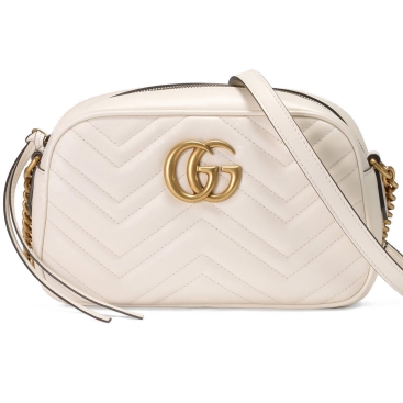 Túi xách nữ Gucci màu trắng GG Marmont Matelassé Camera Small Quilted Leather Shoulder Bag