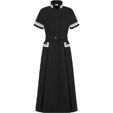 Váy đầm Dior Mid-Length Flared Shirtdress Black Cotton Gabardine
