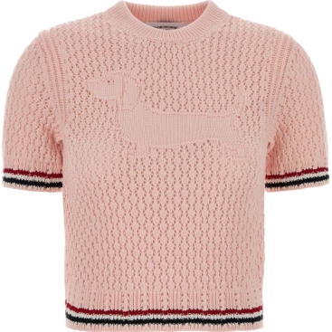 Áo Thom Browne Jacquard Cotton Sweater Light Pink