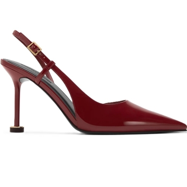 Giày cao gót Charles Keith Wynn Patent Pointed-Toe Sculptural Heel Slingback Pumps Red CK1-60280477