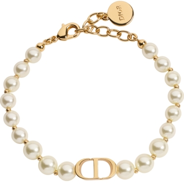 Vòng tay Dior 30 Montaigne Bracelet Gold-Finish Metal and White Resin Pearls