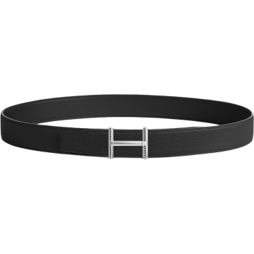 Thắt lưng Hermes H Hisseo Belt Buckle Reversible Leather Strap Noir 32 mm
