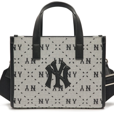 Túi Xách MLB NY Big Diamond Monogram Jacquard Small Tote Bag New York Yankees Black 3AORS013N-50BKS Màu Đen
