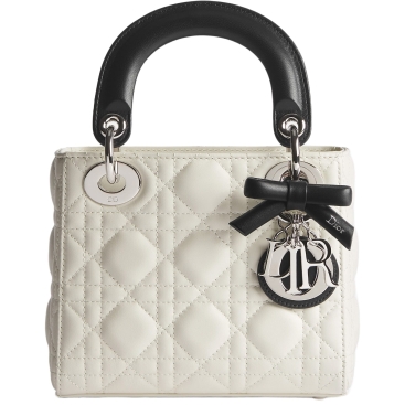 Túi Mini Lady Dior Bag with Chain Latte and Black Cannage Lambskin