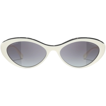 Mắt Kính Chanel Oval-framed Sunglasses Black and White  