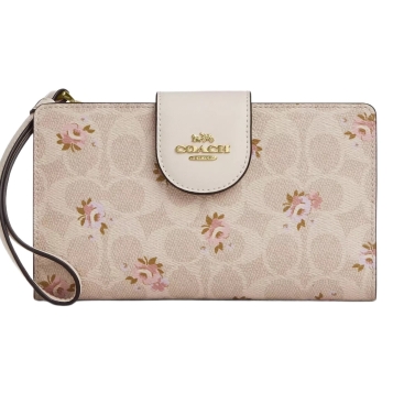 Ví điện thoại Coach Phone Wallet In Signature Canvas With Floral Print Sand Multi CAR11