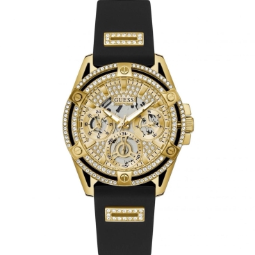 Đồng hồ Guess Gold-Tone Multi-function Black Silicone Watch GW0536L3