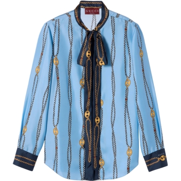 Áo sơ mi lụa Gucci Printed Silk Twill Shirt