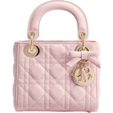 Túi Mini Lady Dior Bag with Chain Rose Soupir Cannage Lambskin