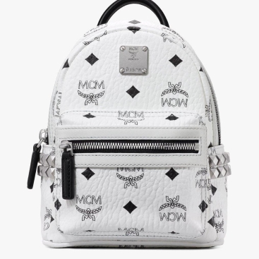 Balo nữ MCM size 18 X-Mini Stark Bebe Boo White Backpack in Visetos