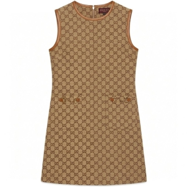 Đầm sát nách dáng dài họa tiết monogram Gucci