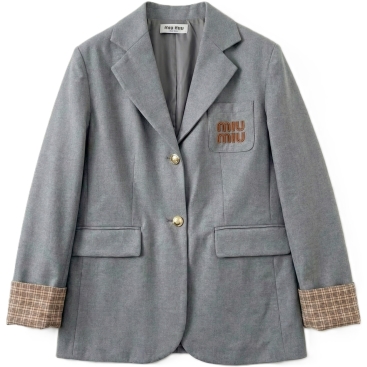 Áo khoác xám phối nâu Miu Miu