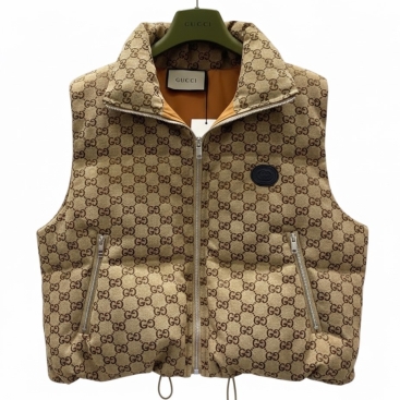 Áo khoác nữ Gucci gile vàng nâu họa tiết hãng 