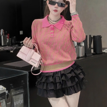 Áo tay dài cổ polo Fendi