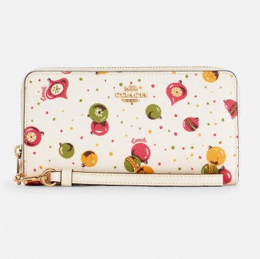 Ví Coach dài họa tiết mới Long Zip Around Wallet In Signature Canvas With Ornament Print