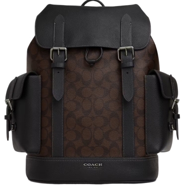 Balo Nam Coach Hudson Backpack In Black Antique Nickel Mahogany Signature Canvas CR388