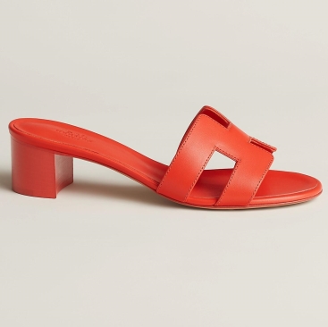 Dép Cao Gót Hermès HM Oasis Sandal Mules Slides Rouge Jaipur Màu Cam
