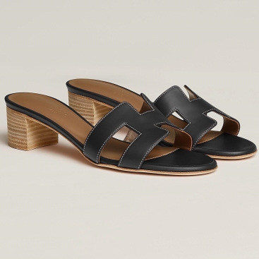 Guốc nữ Hermès HM Oasis Sandal Mules Slides Noir Màu Đen
