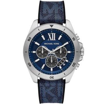 Đồng hồ Nam Michael Kors Brecken Oversized Silver Logo Chronograph Quartz Blue Dial Watch Mk8923