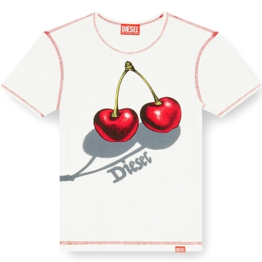 Áo Diesel Slim Cotton T-shirt With Cherry Print White