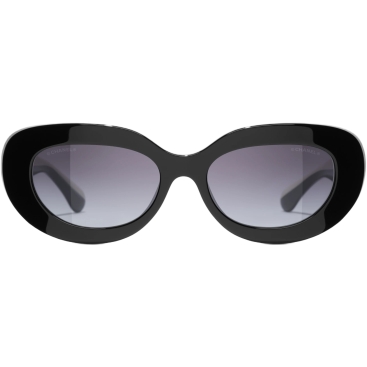 Mắt kính Chanel Oval sunglasses Black Acetate Frame Gray Lenses 5562B