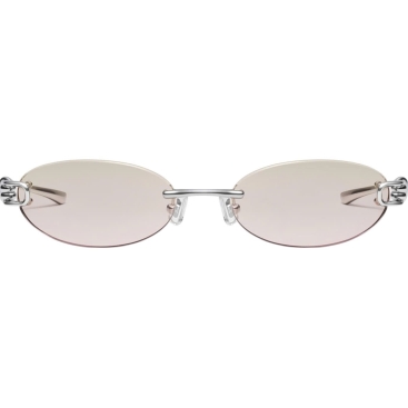 Kính Gentle Monster Musubi 02(BRG) Brown Lenses Oval Sunglasses in Glossy Silver Metal
