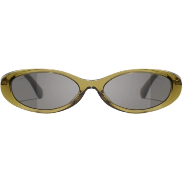 Mắt kính Chanel Oval Sunglasses Olive Frame Dark Brown Lenses 5565