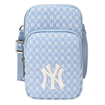 Túi đeo chéo nữ mini xanh dương thêu logo NY MLB Monogram New York Yankees