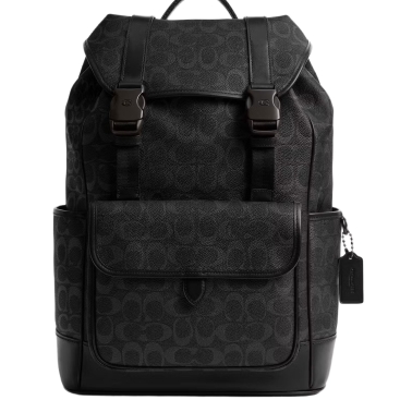 Balo Coach League Flap Backpack In Signature Canvas Black CU201