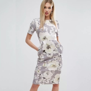 Áo đầm Midi dress Calvin Klein Occasion Floral Print Pencil Dress
