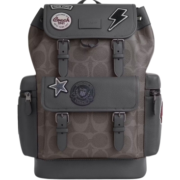Ba lô Coach Sprint Backpack in Maxi Signature Canvas with Patch Gray Multi CCG03