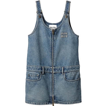 Đầm Miu Miu Denim and Poplin Zipper Dress Sapphire Blue