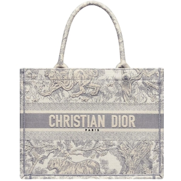 Túi xách nữ Medium Dior Book Tote Ecru and Gray Toile de Jouy Embroidery