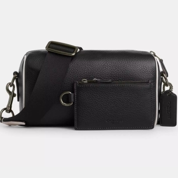 Túi đeo chéo Coach Axel Gunmetal Black Refined Pebble Leather Crossbody Bag CP172