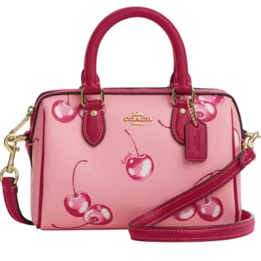 Túi Coach Mini Rowan Crossbody in Cherry Print Flower Pink Bright Violet CR245