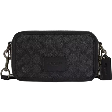 Túi Coach Nam Wyatt Crossbody Bag In Signature Canvas Gunmetal Charcoal Black CW365
