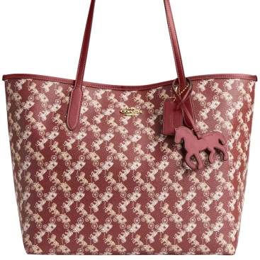 Túi Coach City Tote Bag With Horse And Carriage Print Ruby Red Multi CDB57
