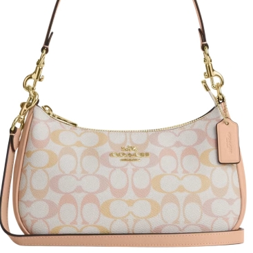 Túi Coach Teri Shoulder Bag In Pretty Signature Canvas Chalk Pink CDZ05
