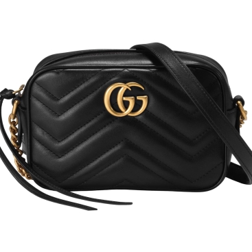 Túi Gucci Marmont Mini Shoulder Bag Black Matelassé Chevron Leather With GG On The Back