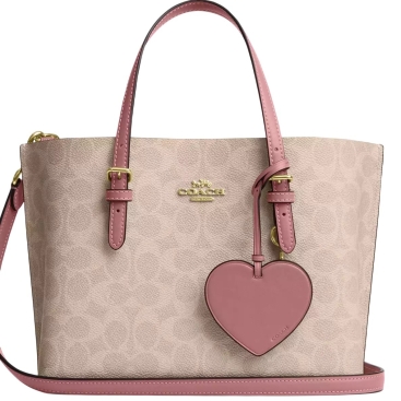 Túi Coach Mollie Tote Bag 25 In Signature Canvas With Heart Charm Sand Peony CDF03