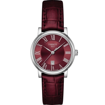 Đồng Hồ Nữ Tissot Carson Premium Lady Maroon Dial Maroon Leather Strap Watch For Women T122.210.16.373.00