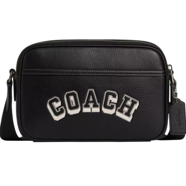 Túi Coach Nam Graham Crossbody Bag Varsity Motif Black Chalk CAJ64