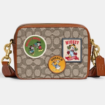 Túi đeo chéo Disney X Coach Flight Bag 19 In Signature Textile Jacquard With Pathes CG968