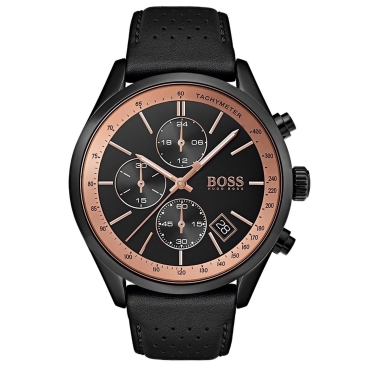 Đồng Hồ Nam Hugo Boss Grand Prix Black Leather Band Dial Watch 1513550