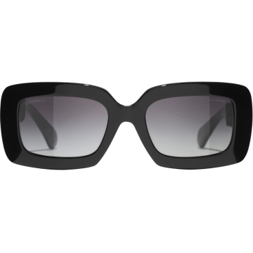 Kính Chanel Rectangle Sunglasses Black Frame Grey Lenses 9183