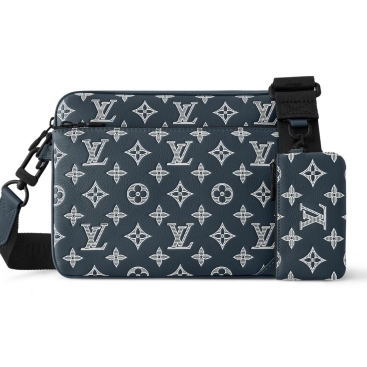 Túi LV Louis Vuitton Trio Messenger Monogram Shadow Calf Leather Navy Blue